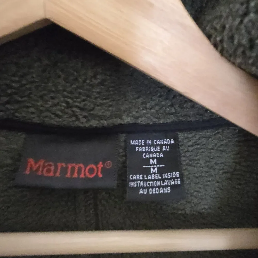 Marmot Gorpcore Vintage Olive Green Full Zip Fleece Jacket Men's‎ Size M